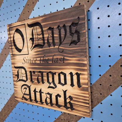 A perspective view from the opposite angle of the carved safety tracker sign, showcasing the clean outer edges, smooth borders, and professional satin finish.