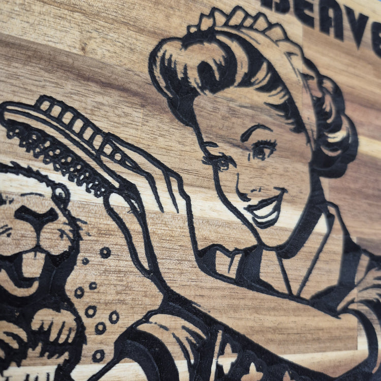Clean Beaver | CNC-Carved Snarky Hardwood Sign