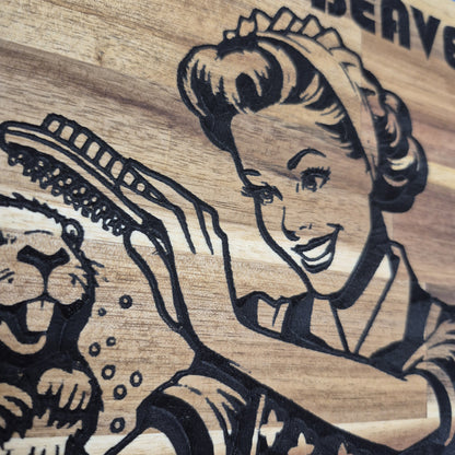 Clean Beaver | CNC-Carved Snarky Hardwood Sign