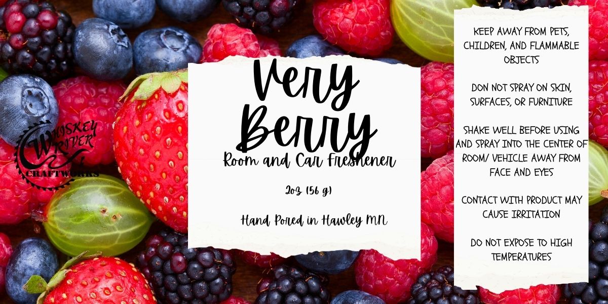 Whiskey River Craftworks Room & Car Spray, "Berry Bliss" scent—a sweet and vibrant fusion of sun-ripened wild berries and subtle sugary undertones.