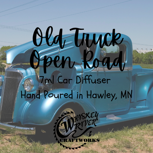 Car Diffuser variant in Old Truck Open Road featuring a custom rugged, vintage truck-themed fragrance label.