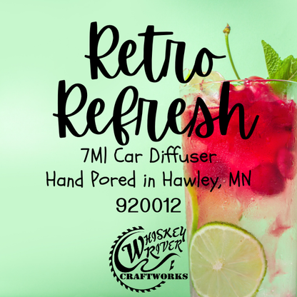 Car Diffuser variant in Retro Refresh featuring a custom nostalgic, vibrant fragrance label.