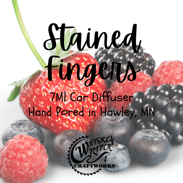 Car Diffuser variant in Stained Fingers featuring a custom rustic fragrance label.