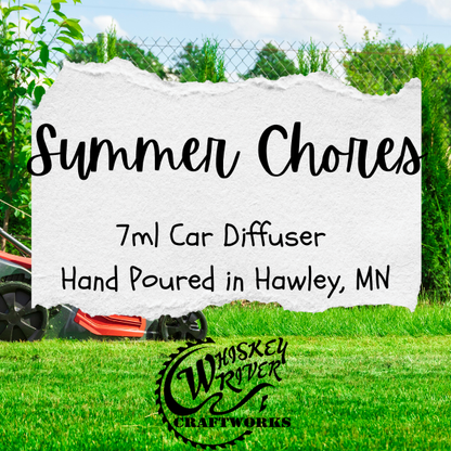 Car Diffuser variant in Summer Chores featuring a custom utility-styled nostalgic fragrance label.