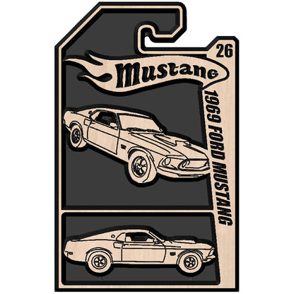 Fully customizable relief carved hardwood "Fire Wheels" sign featuring a retro blister pack design for custom vehicles.