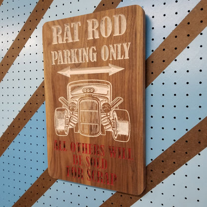 Handcrafted hardwood automotive portrait sign displayed in multiple custom colorways.